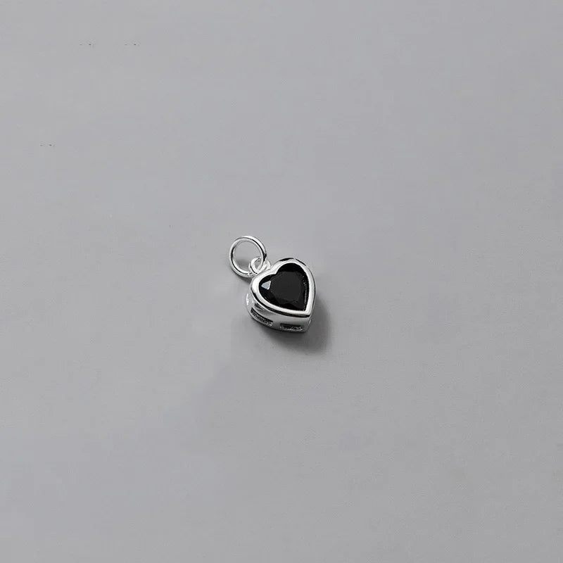 TrustDavis Real 925 Sterling Silver Sweet Romantic Colour CZ Heart Pendant Handmade DIY Necklace Accessories Fine Jewelry HY850