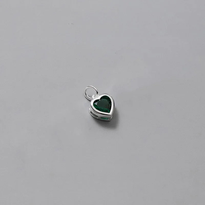 TrustDavis Real 925 Sterling Silver Sweet Romantic Colour CZ Heart Pendant Handmade DIY Necklace Accessories Fine Jewelry HY850