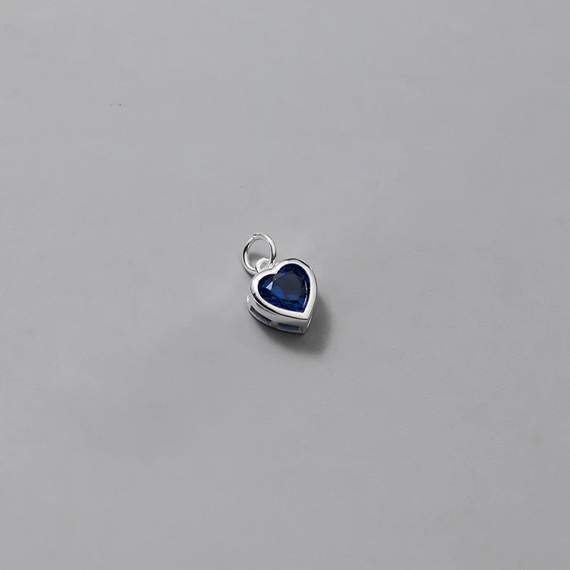 TrustDavis Real 925 Sterling Silver Sweet Romantic Colour CZ Heart Pendant Handmade DIY Necklace Accessories Fine Jewelry HY850