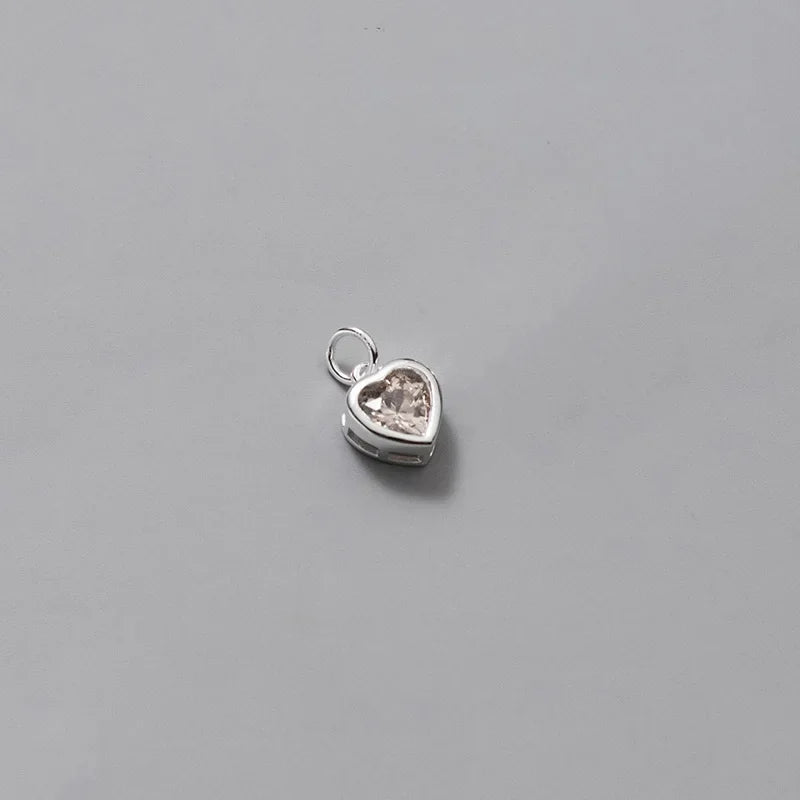 TrustDavis Real 925 Sterling Silver Sweet Romantic Colour CZ Heart Pendant Handmade DIY Necklace Accessories Fine Jewelry HY850