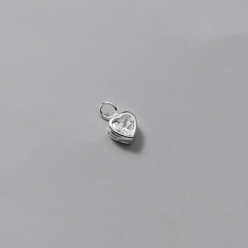 TrustDavis Real 925 Sterling Silver Sweet Romantic Colour CZ Heart Pendant Handmade DIY Necklace Accessories Fine Jewelry HY850
