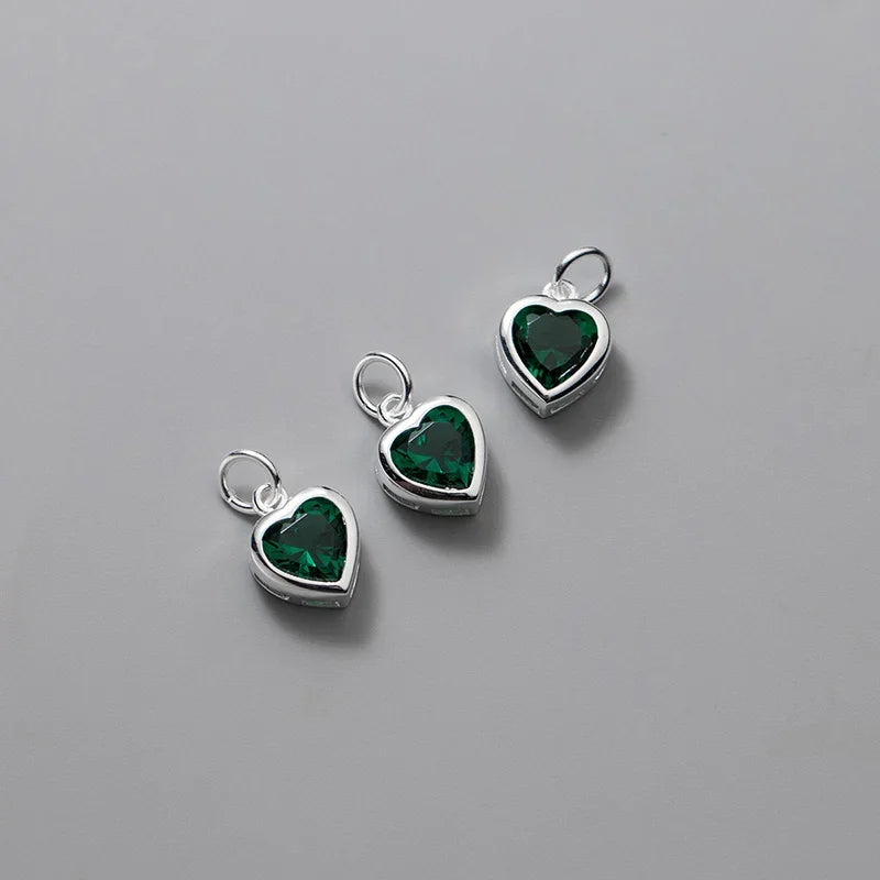 TrustDavis Real 925 Sterling Silver Sweet Romantic Colour CZ Heart Pendant Handmade DIY Necklace Accessories Fine Jewelry HY850