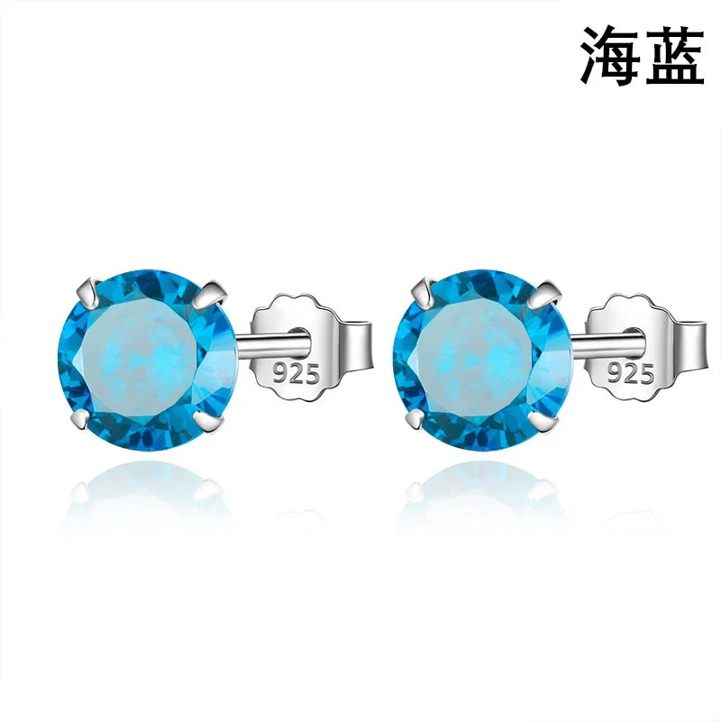 Sweet Round Zircon Colorful Earrings DS4084