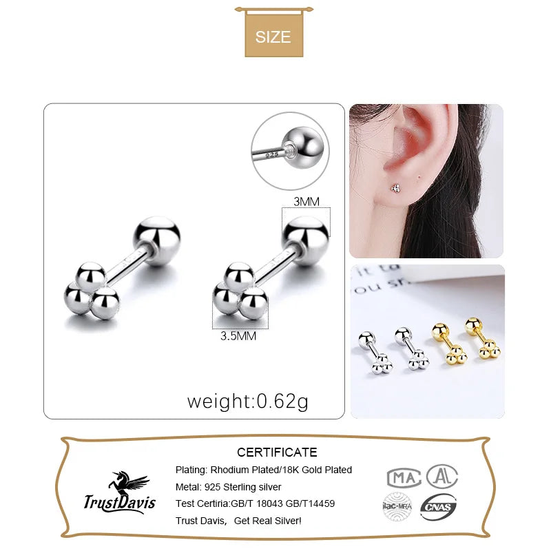 Triangle Beads Screw Stud Earring DA2780