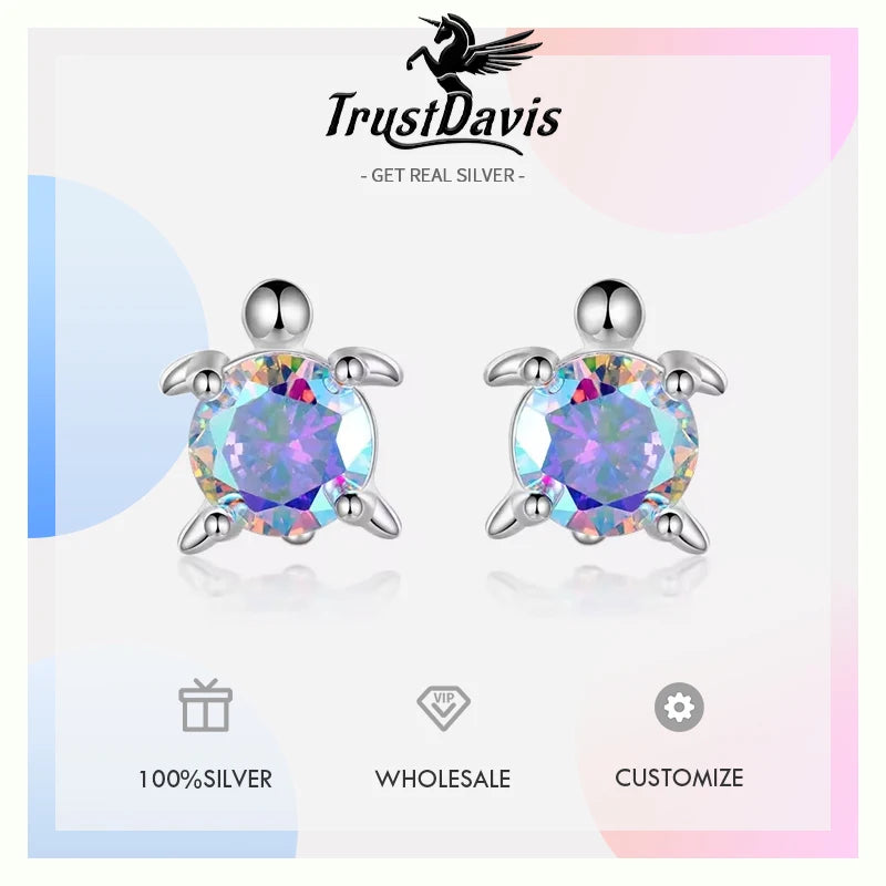 Fashion Tortoise CZ Screw Stud Earrings DF2019