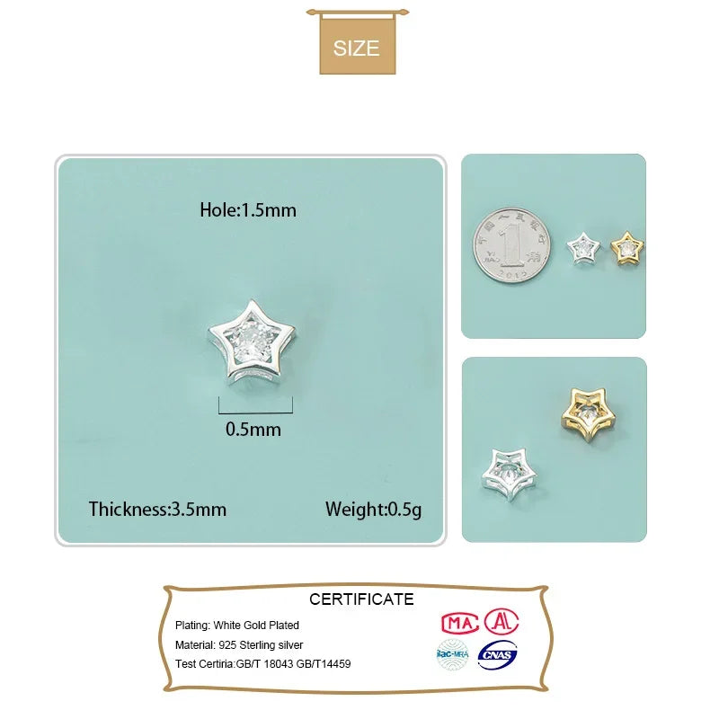 Star Round Interval Bead Charm Beads DIY Accessories Fine Jewelry HY682