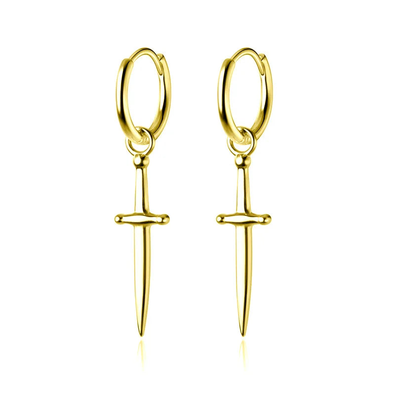 Hoop Earrings Charm Gothic Dagger Style Cross DS3609