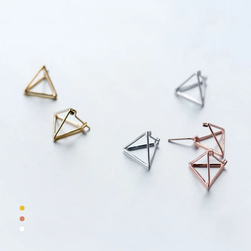 Earrings 3D Triangle Stud Earring 1Pair Women Girls Fashion Jewelry DS1274