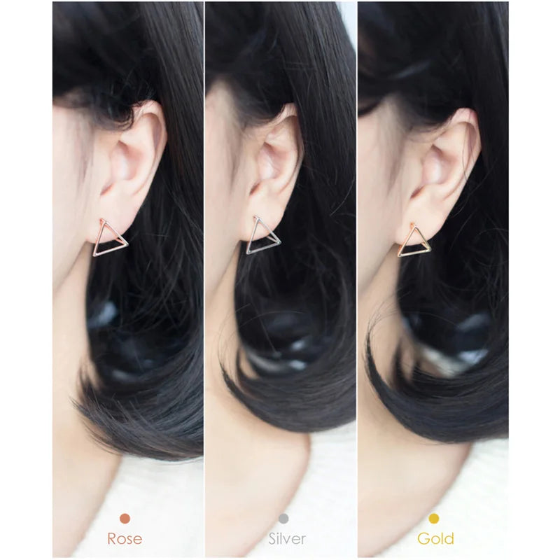 Earrings 3D Triangle Stud Earring 1Pair Women Girls Fashion Jewelry DS1274