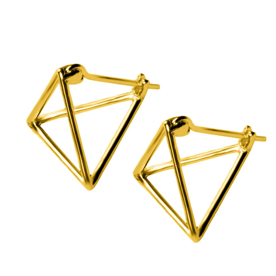 Earrings 3D Triangle Stud Earring 1Pair Women Girls Fashion Jewelry DS1274