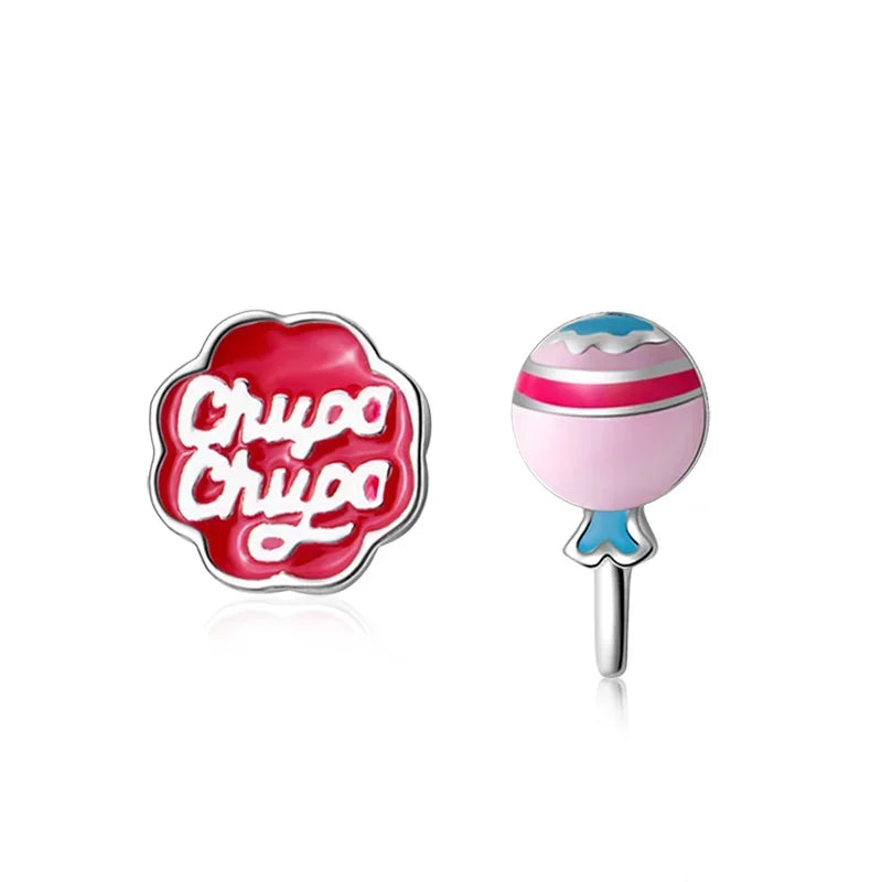Cute Tiny Asymmetric Candy Letter Stud Earrings DS584