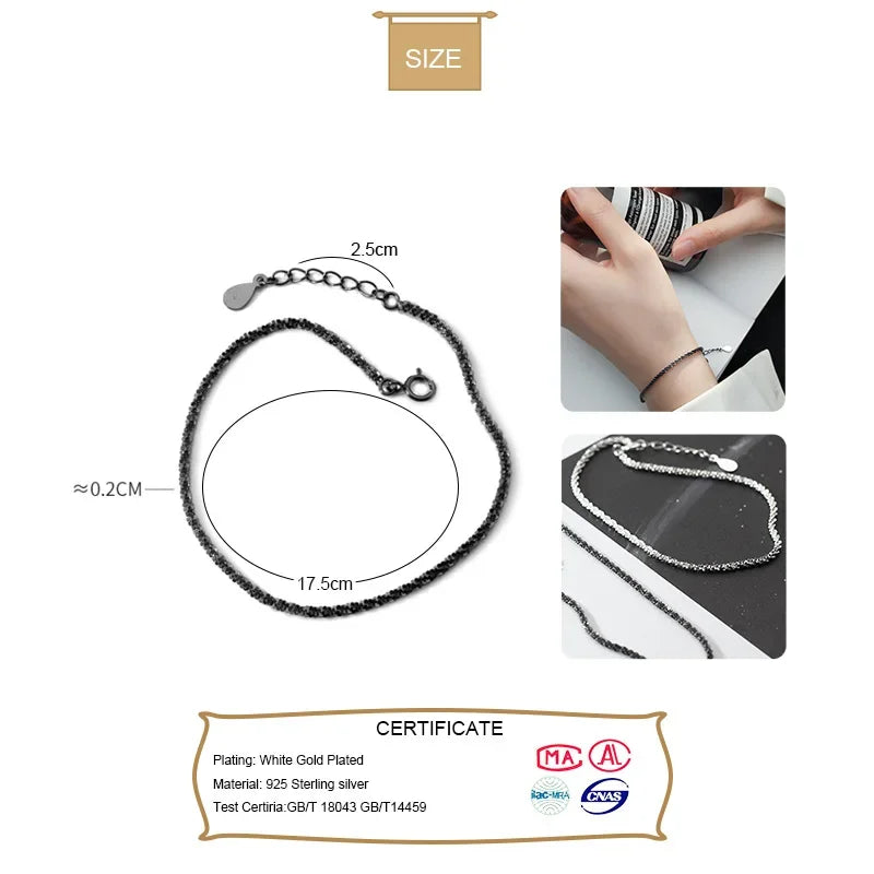 Shiny Stars Chain 925 Braclet For Women Wednesday Jewelry DS1388