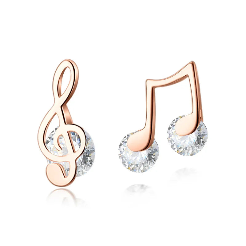 Music Notation Stud Earrings for Women Wedding Party S925 Jewelry DA1033