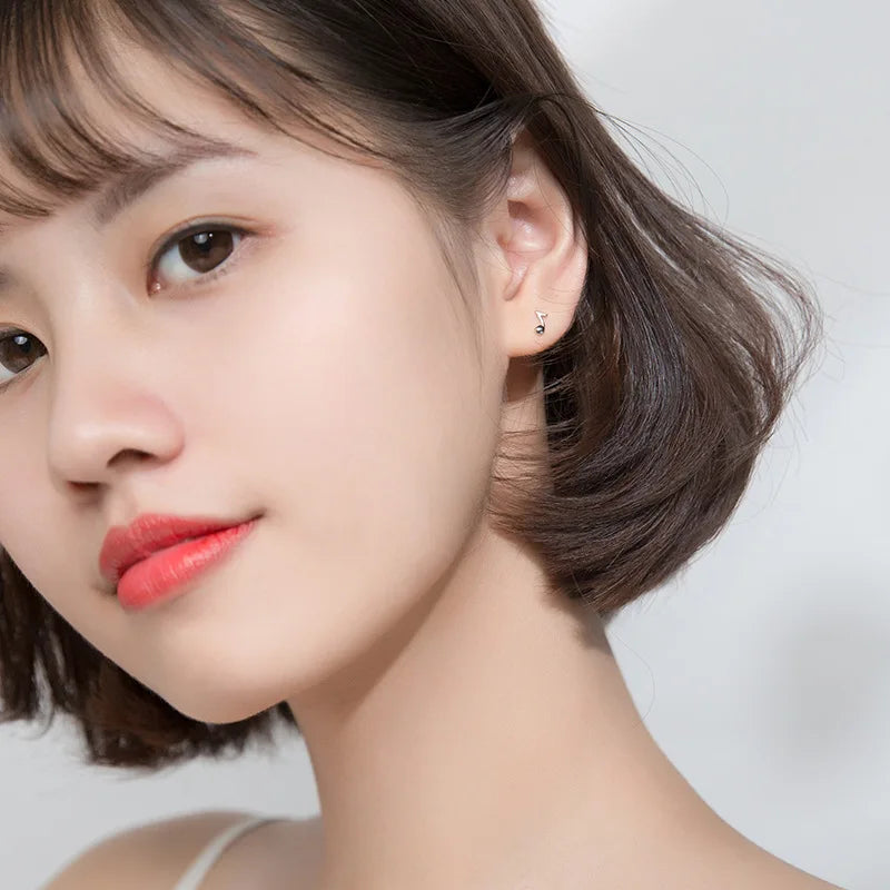 Music Notation Stud Earrings for Women Wedding Party S925 Jewelry DA1033