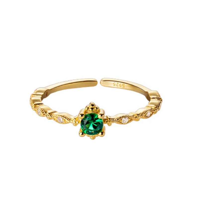 Fashion Sweet Gold Green CZ Opening Ring DA2201