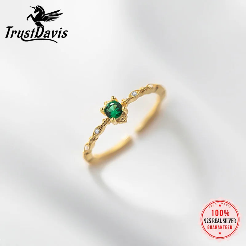 Fashion Sweet Gold Green CZ Opening Ring DA2201