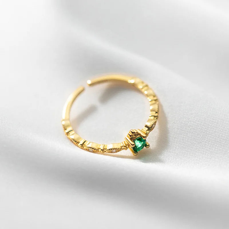 Fashion Sweet Gold Green CZ Opening Ring DA2201