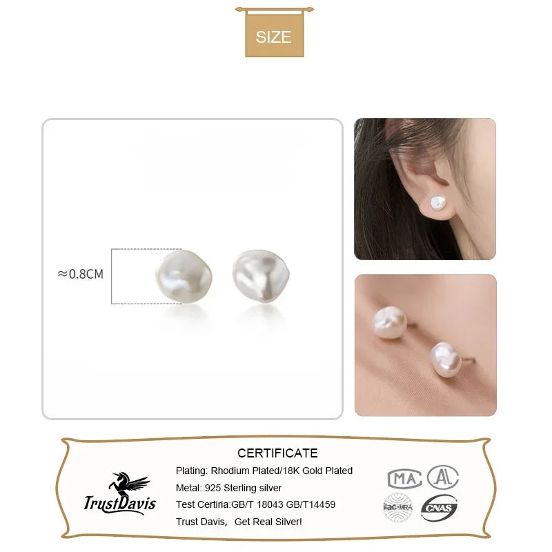 Sweet Irregular Baroque Pearl Stud Earrings DA1224