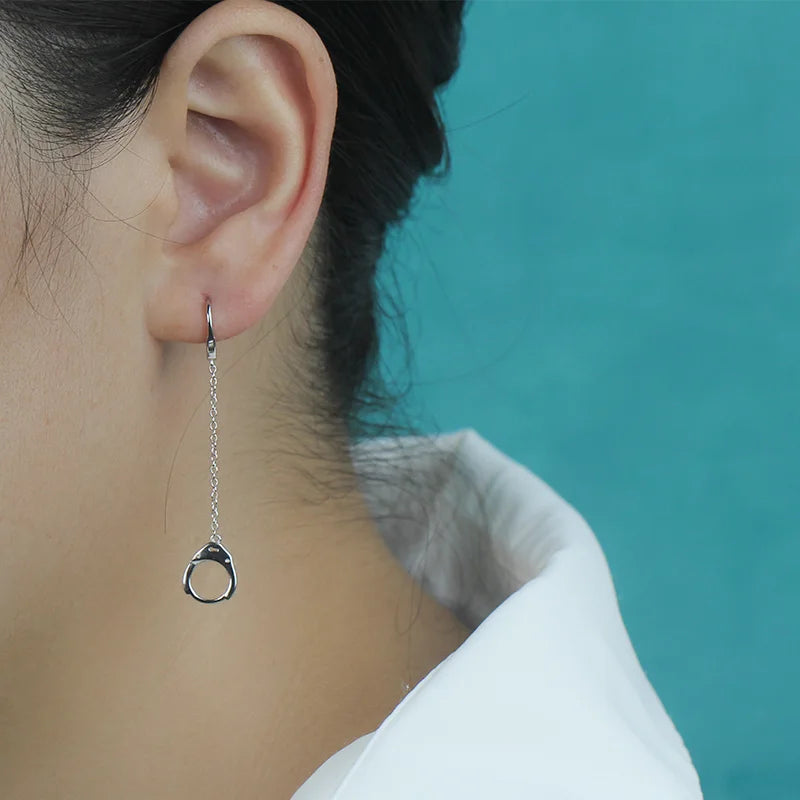 Fashion Punk Handcuffs Link Chain Charm Hoop Earrings DS676