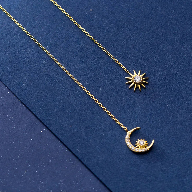 Asymmetrical Sun Moon Linked 10cm Ear Line DS2113