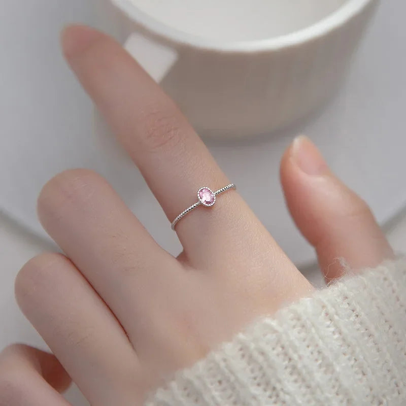 Dazzling Black Pink CZ Rings Size 5 6 7 8 Wonderful DT67