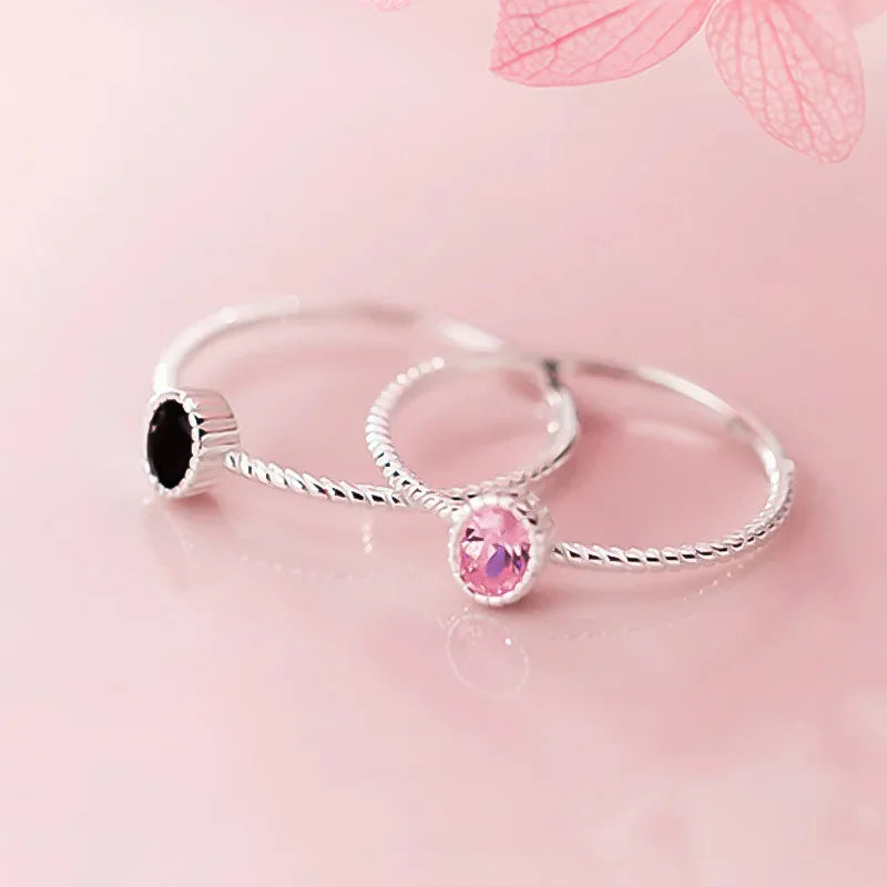 Dazzling Black Pink CZ Rings Size 5 6 7 8 Wonderful DT67
