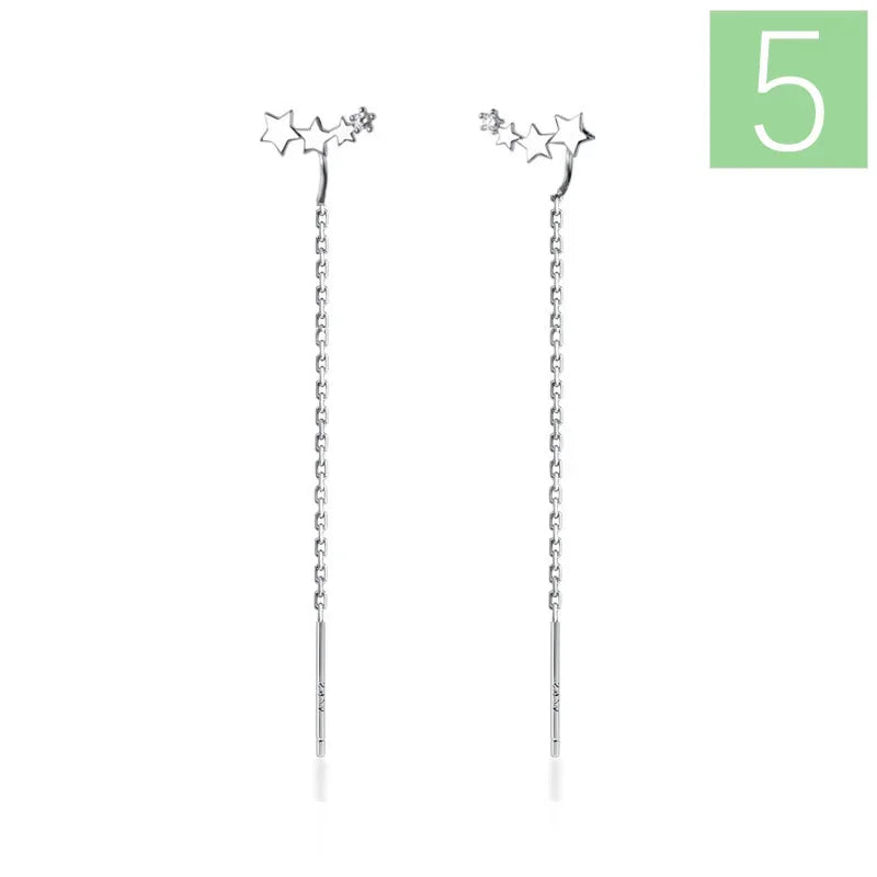 Smooth Surface Heart Linked 6.5cm Ear Line Earring DA1124