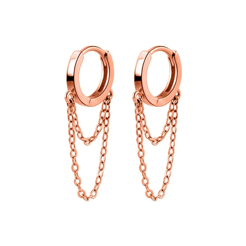 Double Layer Linkced Chain Clips Earrings DA544