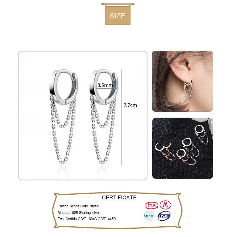 Double Layer Linkced Chain Clips Earrings DA544