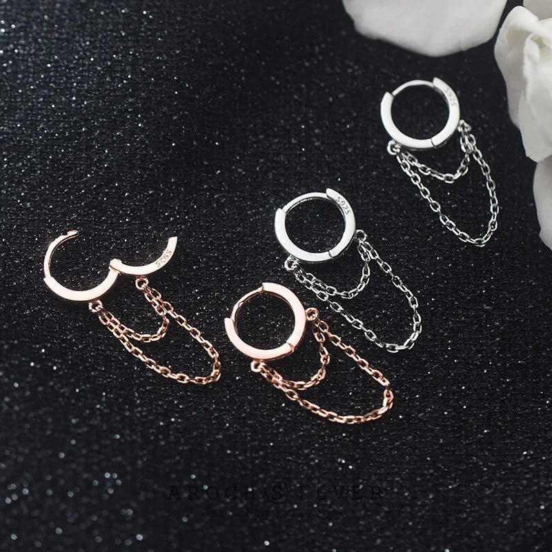 Double Layer Linkced Chain Clips Earrings DA544