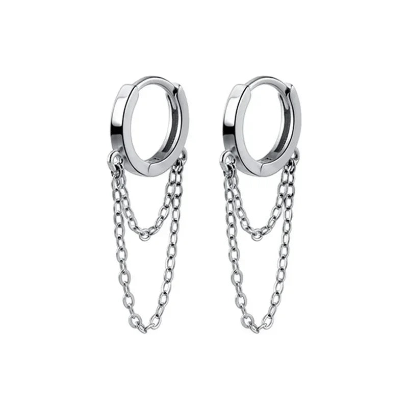 Double Layer Linkced Chain Clips Earrings DA544