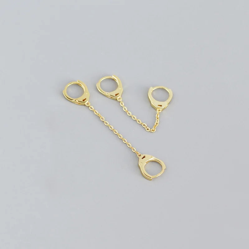 Punk Handcuffs Link Chain Charm Hoop Earrings DS676