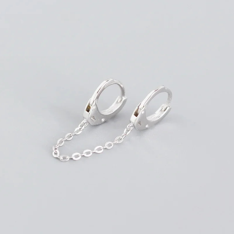 Punk Handcuffs Link Chain Charm Hoop Earrings DS676