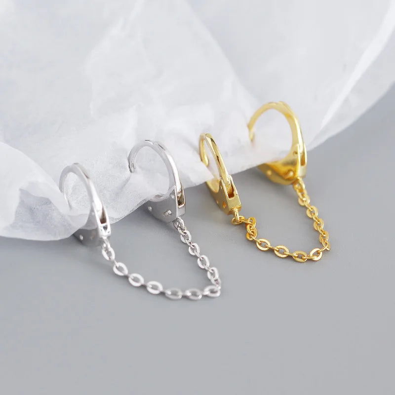 Punk Handcuffs Link Chain Charm Hoop Earrings DS676