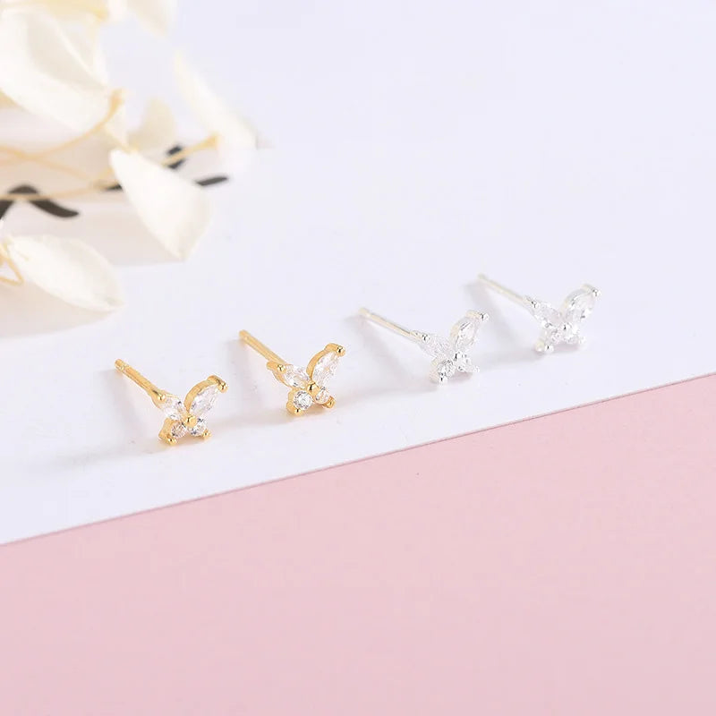 Insect Butterfly Shiny CZ Stud Earring L252