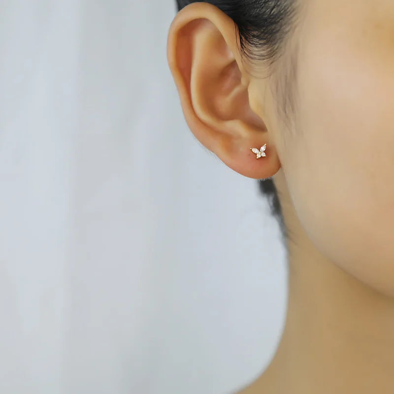 Insect Butterfly Shiny CZ Stud Earring L252