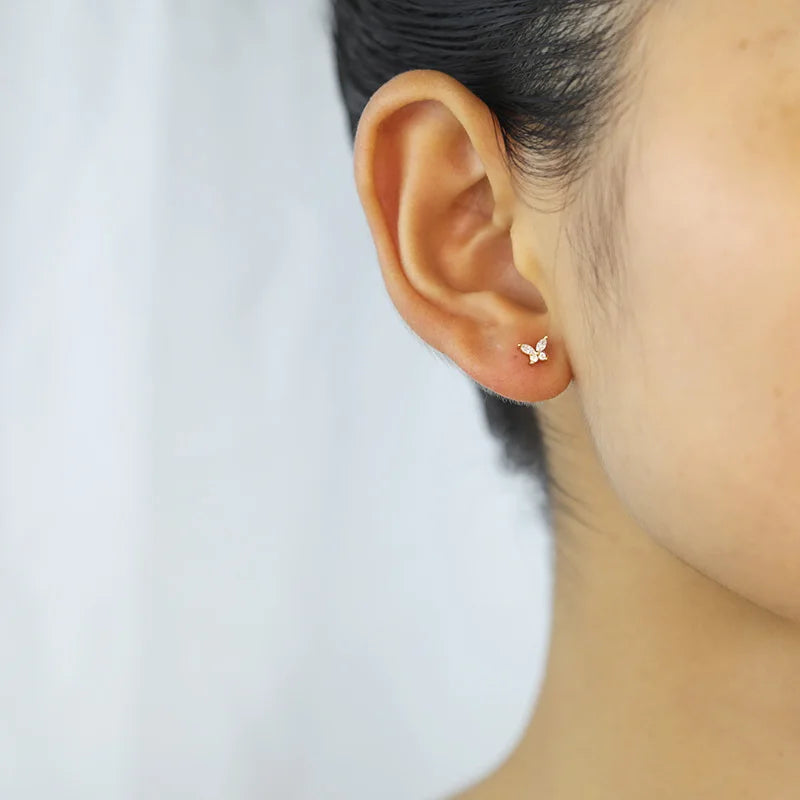 Insect Butterfly Shiny CZ Stud Earring L252
