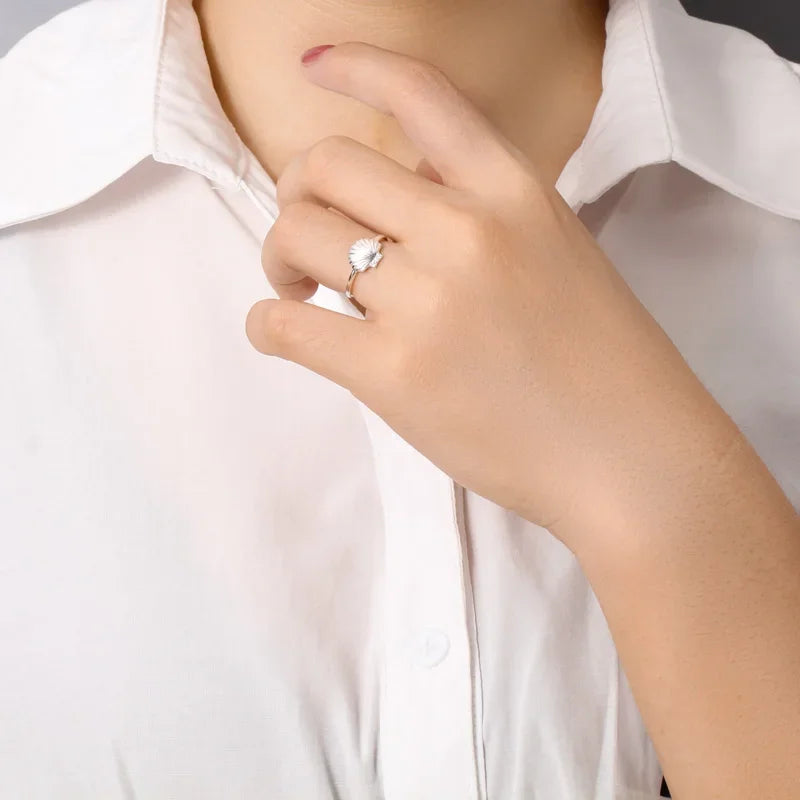 Fashion Sweet Shell Shiny CZ Opening Ring DA26