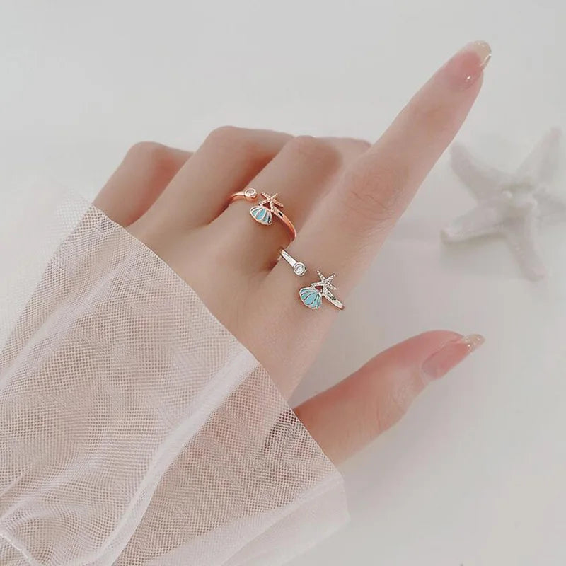 Fashion Sea Shells Cocktail Opening Ring DA2160