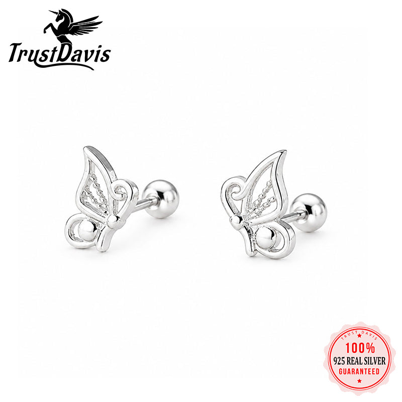 Butterfly Wing Silver Stud Earrings DS4892