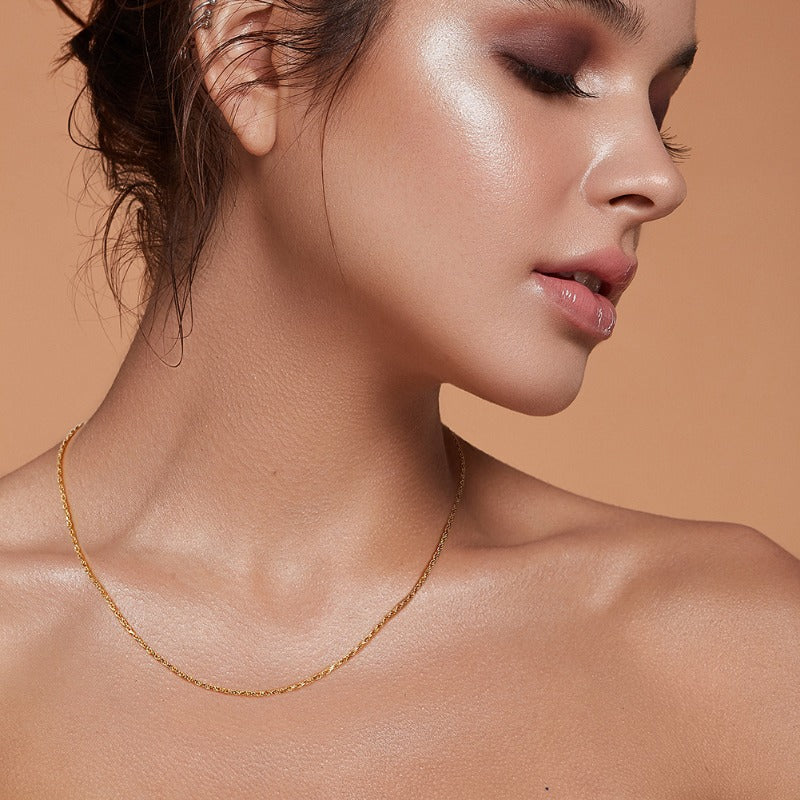 S925 sterling silver necklace twist rope clavicle chain DC28