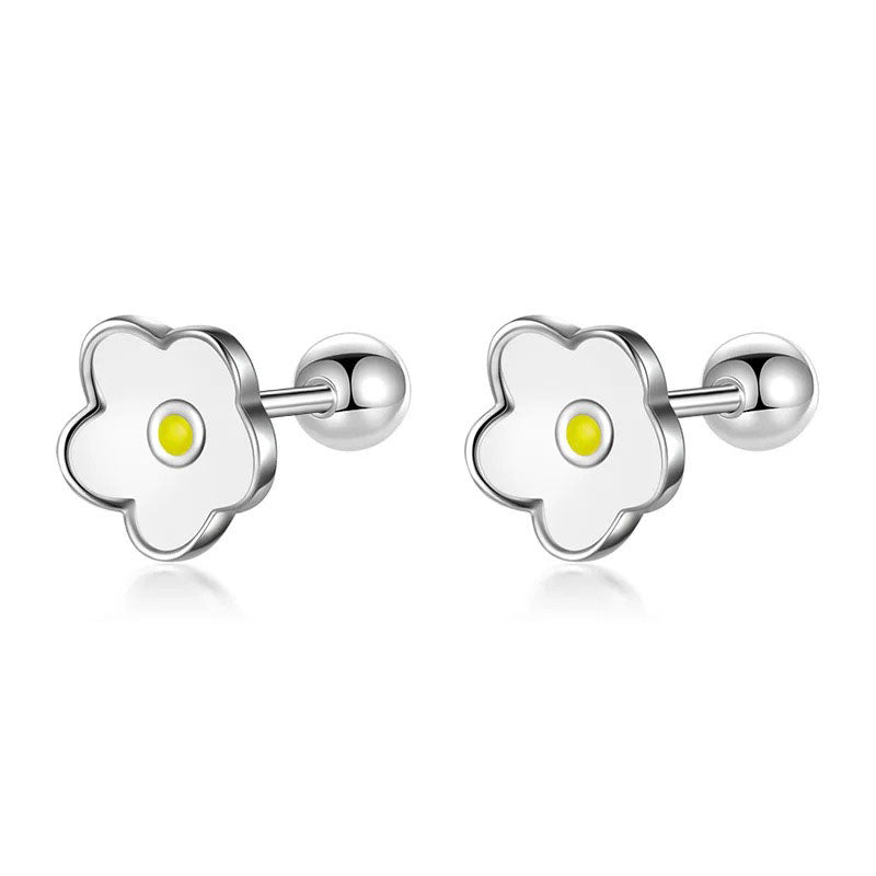 Kids Stud Colour Glaze Flower Screw Stud Earrings DF362