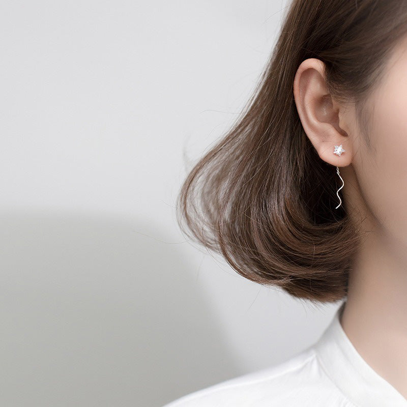 Fashionable Simple Five-pointed Star Zircon Earrings for Women Girls Jewelry Gift DS4318
