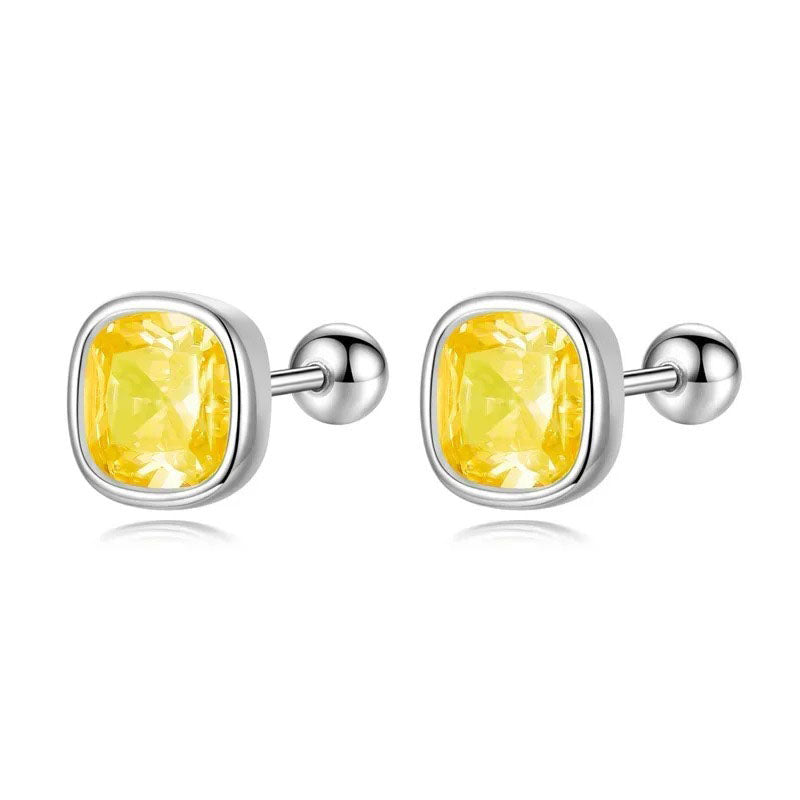 TrustDavis Real 999 Sterling Silver Sweet Geometric CZ Screw Stud Earrings for Women Girls Birthday Fine Jewelry DS4052