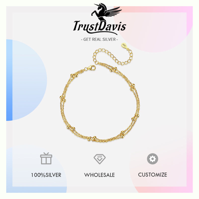 Double Layer Beads Chain Anklets DA2343