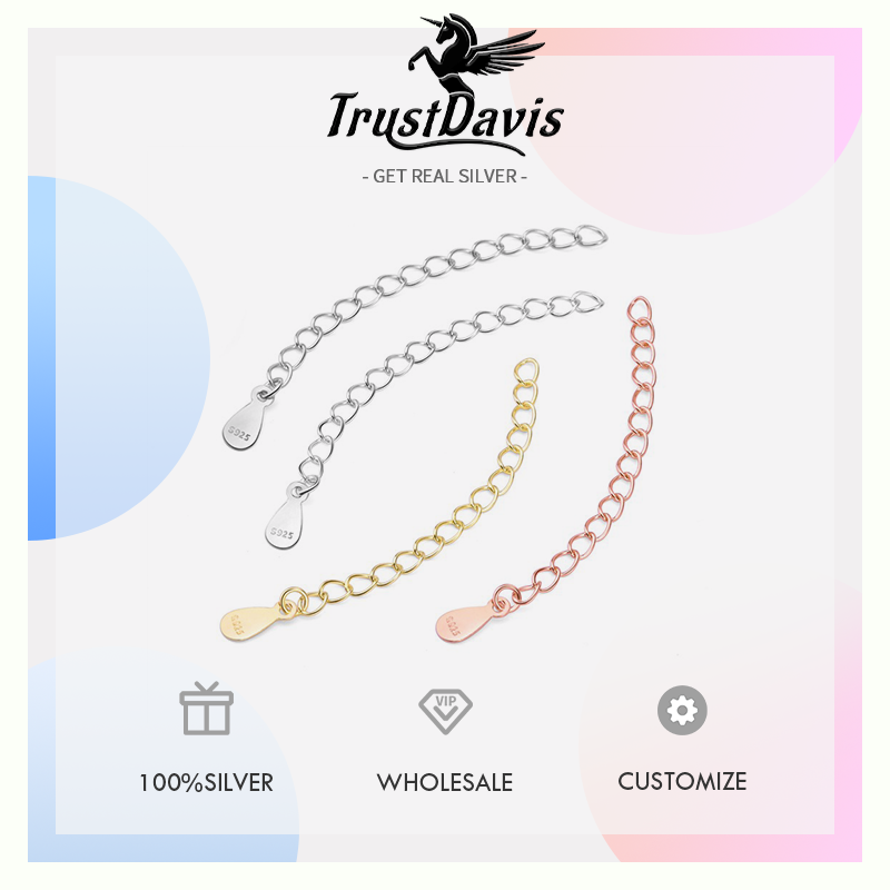 Trusta Authentic S925 Sterling Silver Simple Necklace Extender Chain 925 Silver Jewelry DS4787