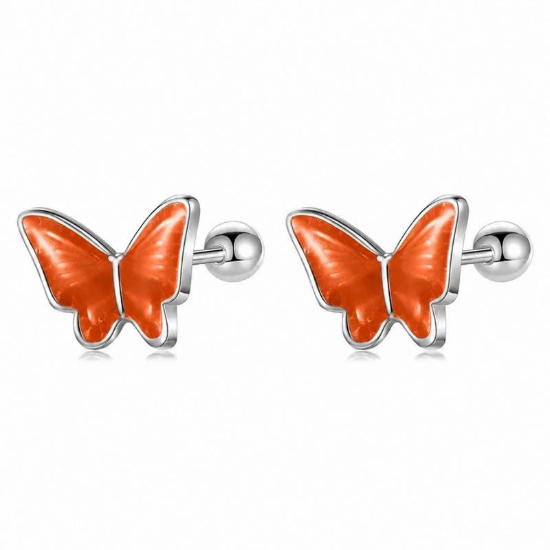 Colour Glaze Insect Butterfly Screw Earrings DF327