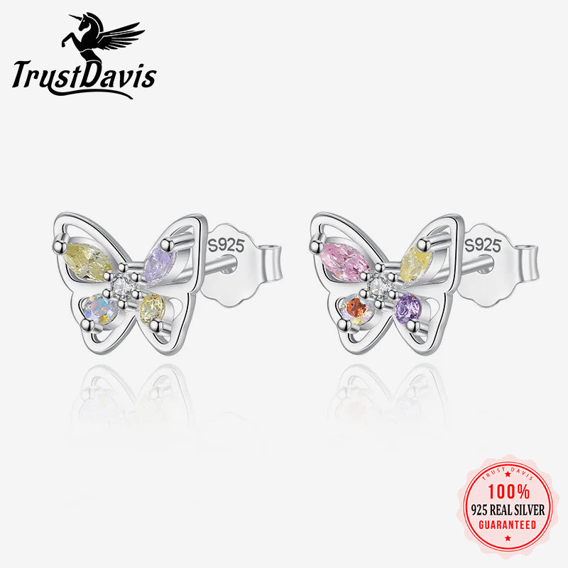 2024 Colour Shiny CZ Butterfly Stud Earrings DG0037