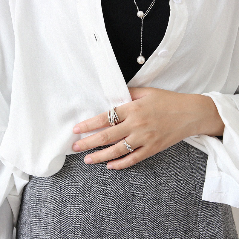 TrustDavis Real 925 Sterling Silver Vintage Multi-layered Irregular Faceted Open Ring for Women Girls Fine Jewelry Gift DS4776