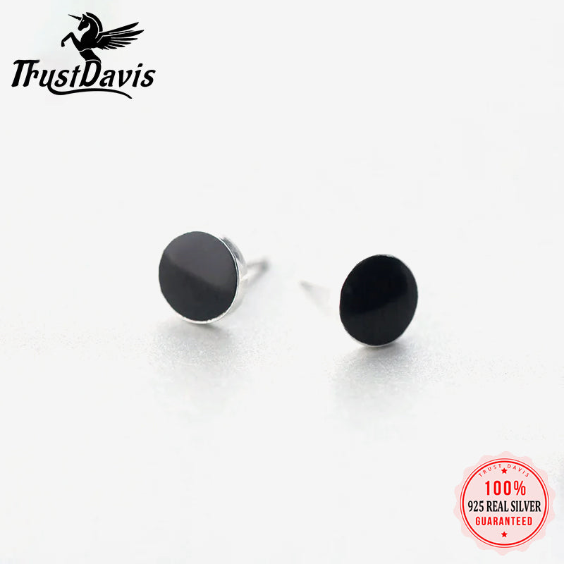 4mm 6mm 8mm Black Round Stud Earrings DS1210